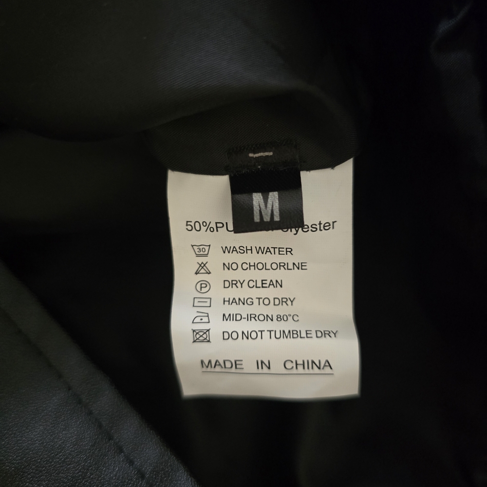 Men's Black Faux Leather Jacket - Picture 5 of 6